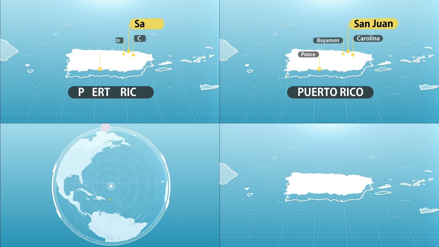 波多黎各地图地图标志