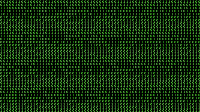 二进制代码绿色数字和黑色背景，元宇宙概念，数字时代。算法二进制，大数据，解密和编码，行矩阵背景。