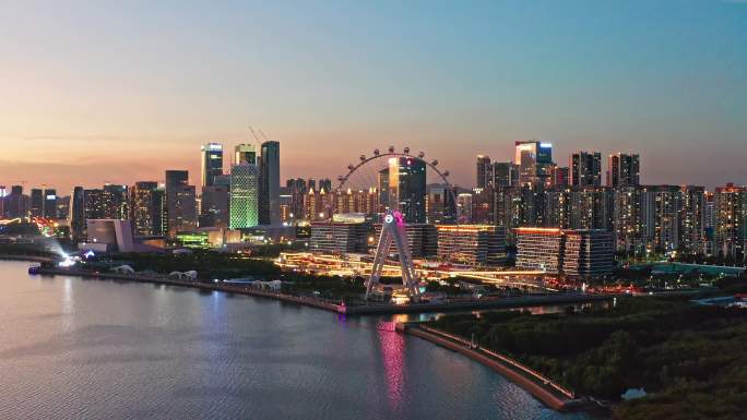 深圳宝安欢乐港湾夜景航拍