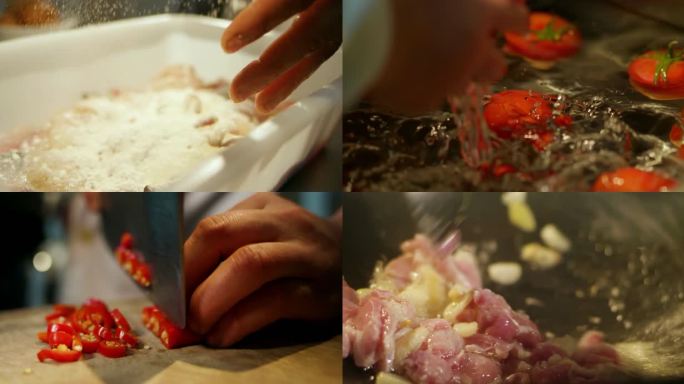 美食厨师炒菜厨房食材美食切菜洗菜红烧肉