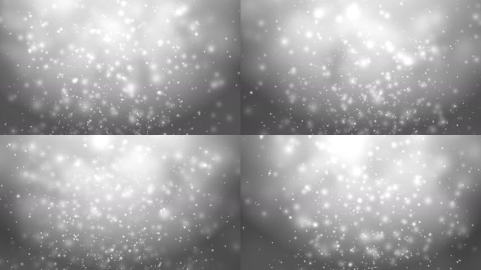 4k白色银灰色圣诞背景，带有雪和bokeh灯