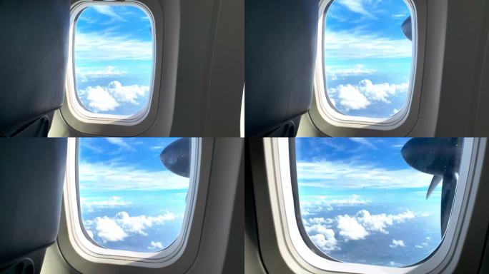 飞往我们的下一个度假目的地-从商业客机窗口拍摄的4k视频