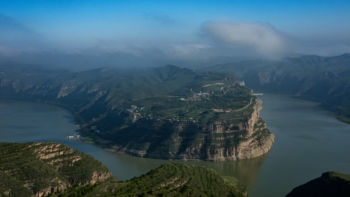 山西黄河乾坤湾清晨云雾延时