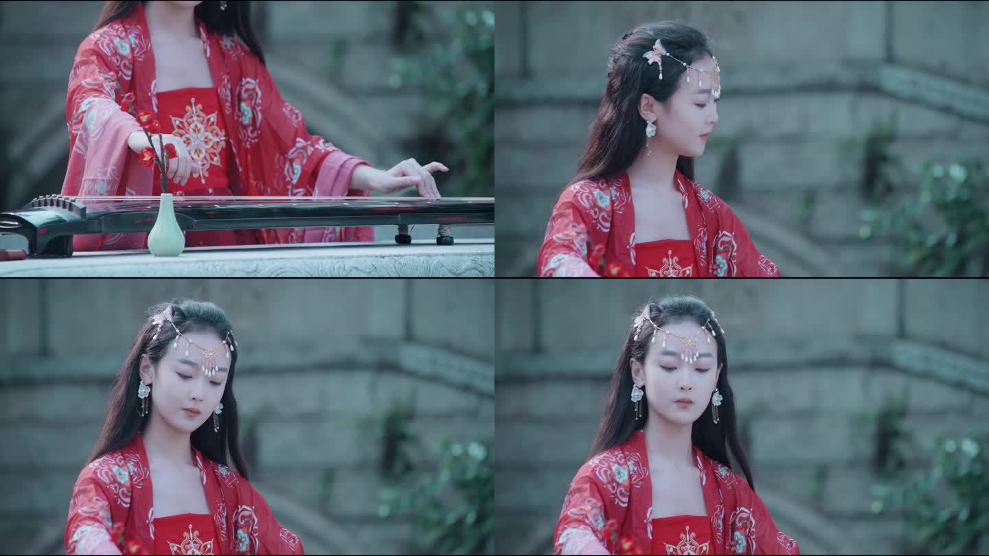 【4K】古风美女弹琴弹古琴