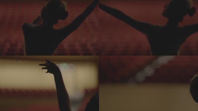 女生独自在大剧院跳舞剪影