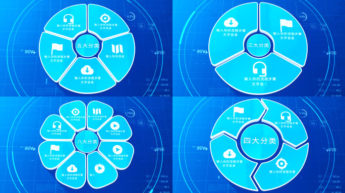 【无插件3-8块】科技饼状图分类ae模板