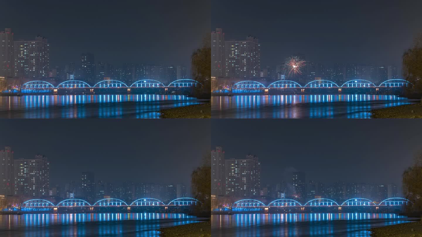 中山桥夜景烟花
