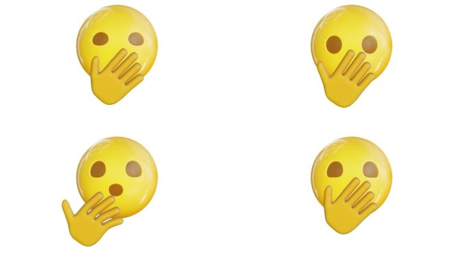 动画手对口表情符号。Emoticon股票视频。3d渲染。无缝可弯。独立背景。