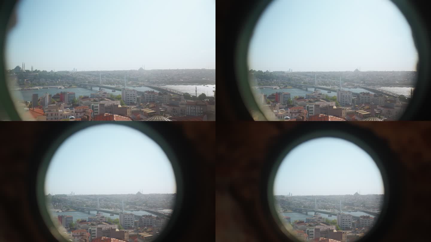 从窗口拉出伊斯坦布尔城市景观的视频。