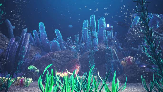 裸眼3D海底生长海底漫游蛟龙号潜水器