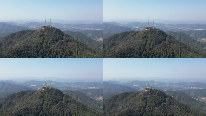 大山山顶5G信号塔4K航拍