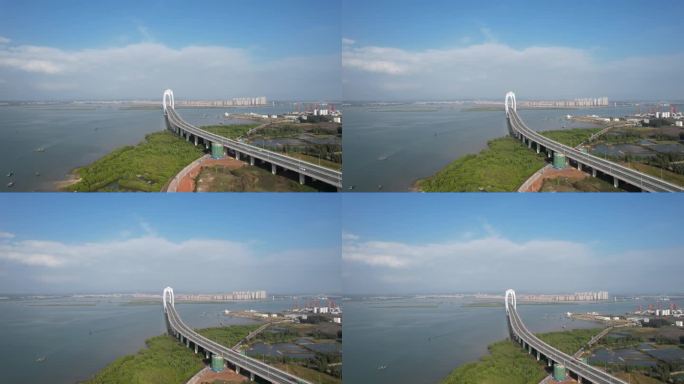 水东湾大桥航拍上升