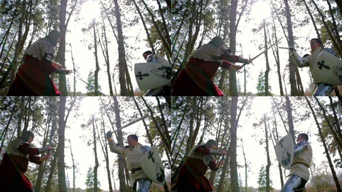 两个咄咄逼人的强大对手中世纪骑士之间的战斗。