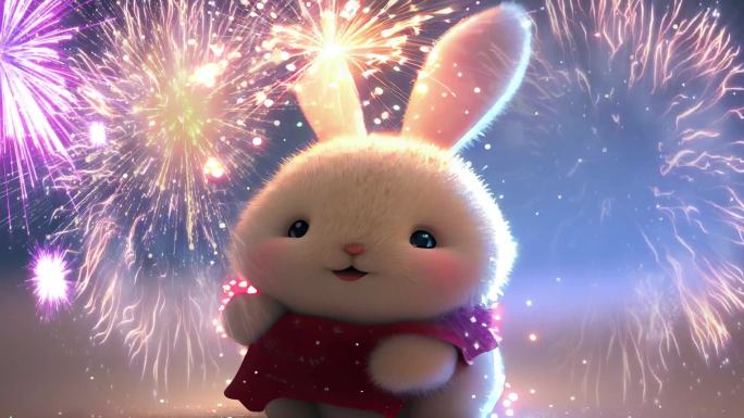 兔年新年烟花背景视频