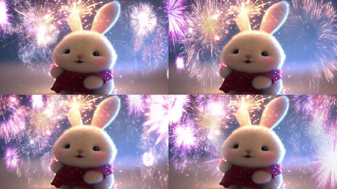 兔年新年烟花背景视频