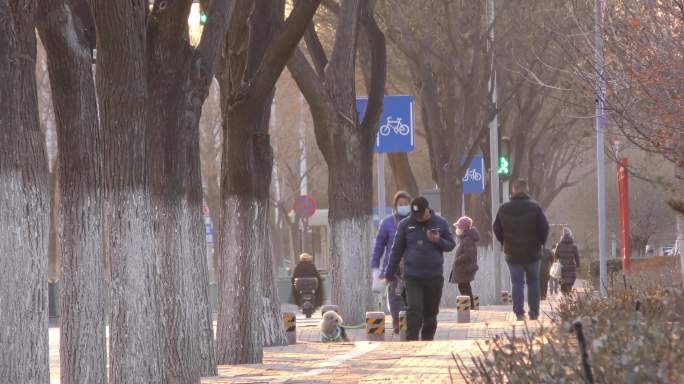 城市唯美夕阳街景骑行忙忙碌碌都市生活冬天