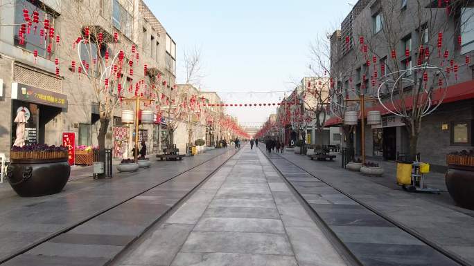 北京前门大街步行街老字号传统文化过年