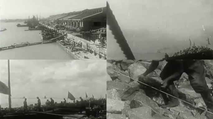 50年代建设塘沽新港 工程船 海洋施工