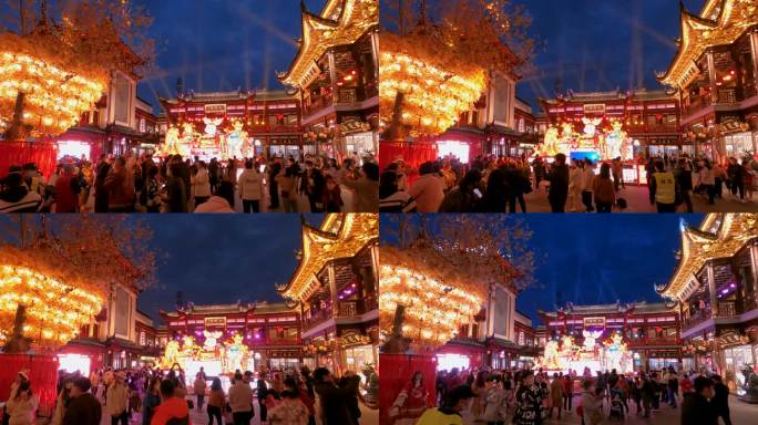 2023年新春上海城隍庙夜景延时视频