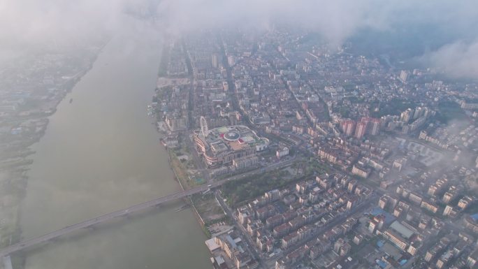 【4K超清】航拍城市日出朝阳平流雾云海