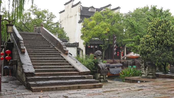 雨天南浔古镇空镜