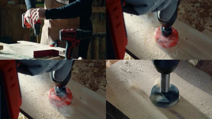 钻木头木板加工转动电钻