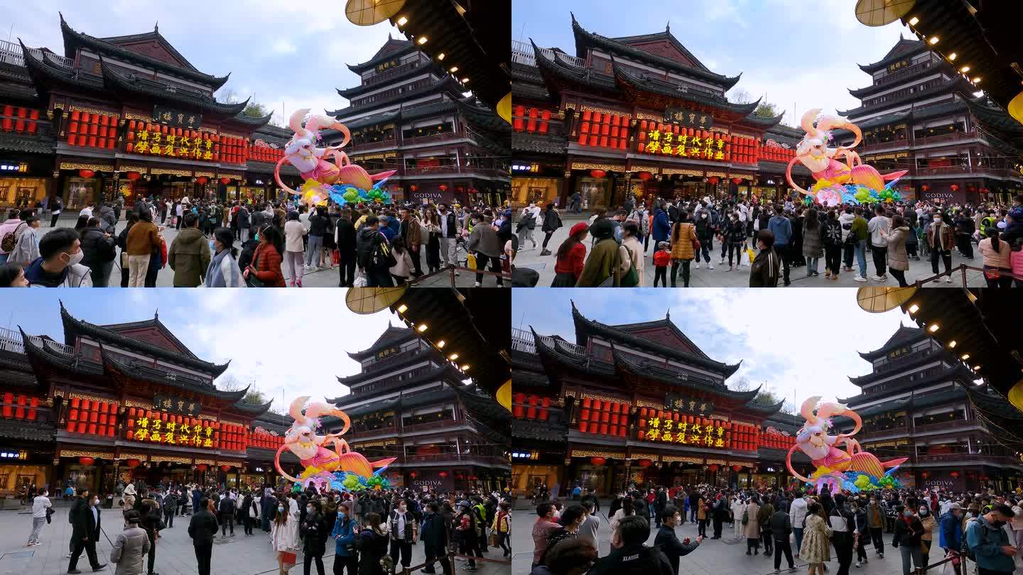 2023年新春上海城隍庙夜景延时视频