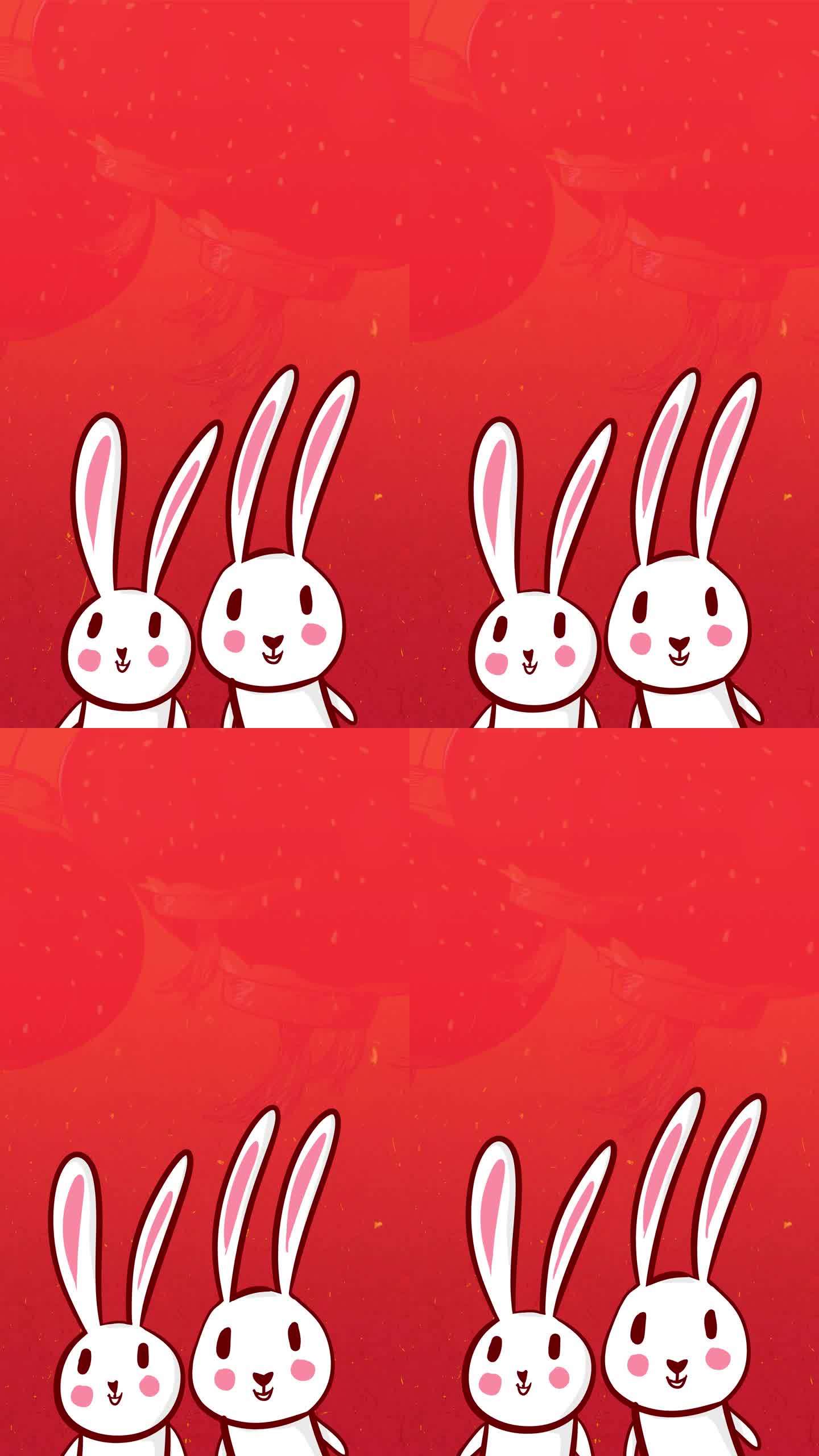 兔年新年两只兔子动画竖屏