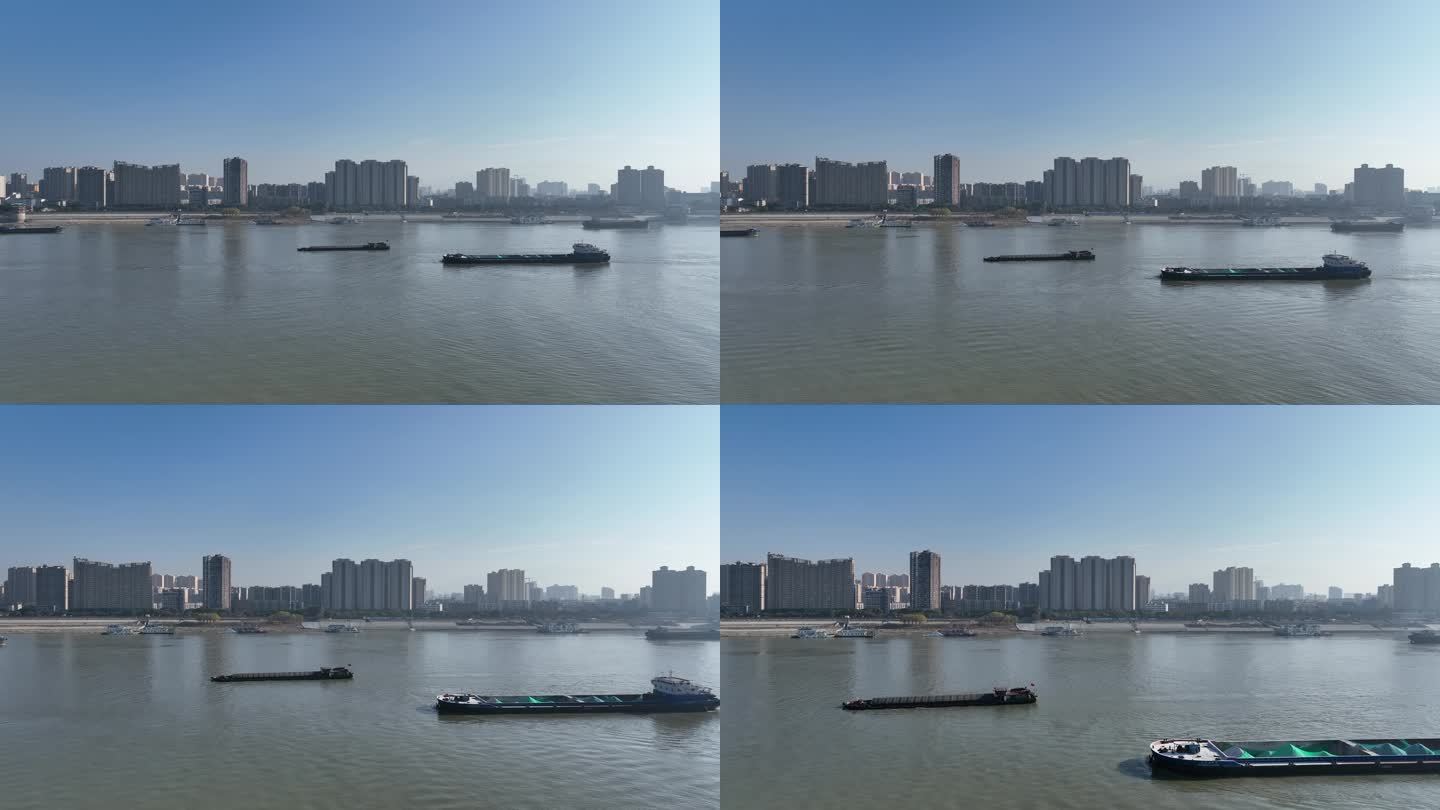 长江浔阳江段航拍视频