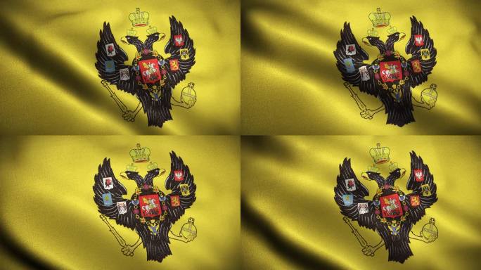 俄罗斯帝国国旗动画库存视频-俄罗斯帝国国旗在环形和纹理三维渲染背景中挥舞-高度详细的织物图案和可循环