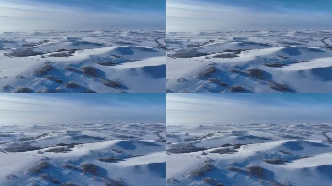 航拍呼伦贝尔山区雪域雪原风光