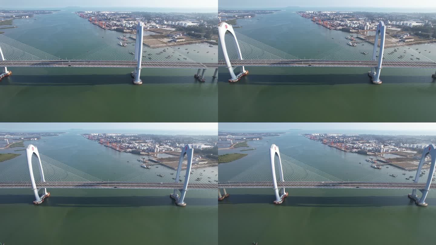水东湾大桥航拍高空侧飞