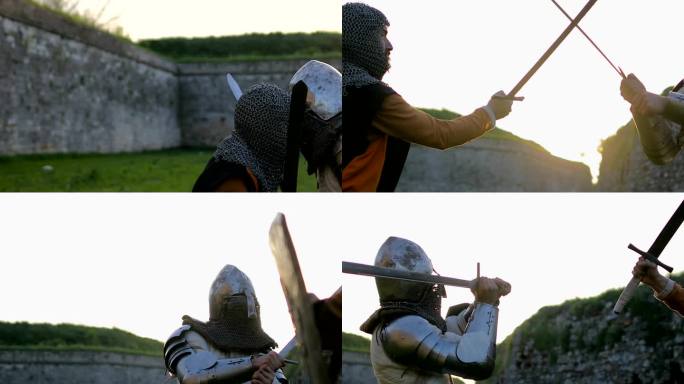 两个咄咄逼人的强大对手中世纪骑士之间的战斗。
