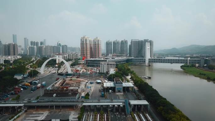 深圳福田海关保税区深圳河全景