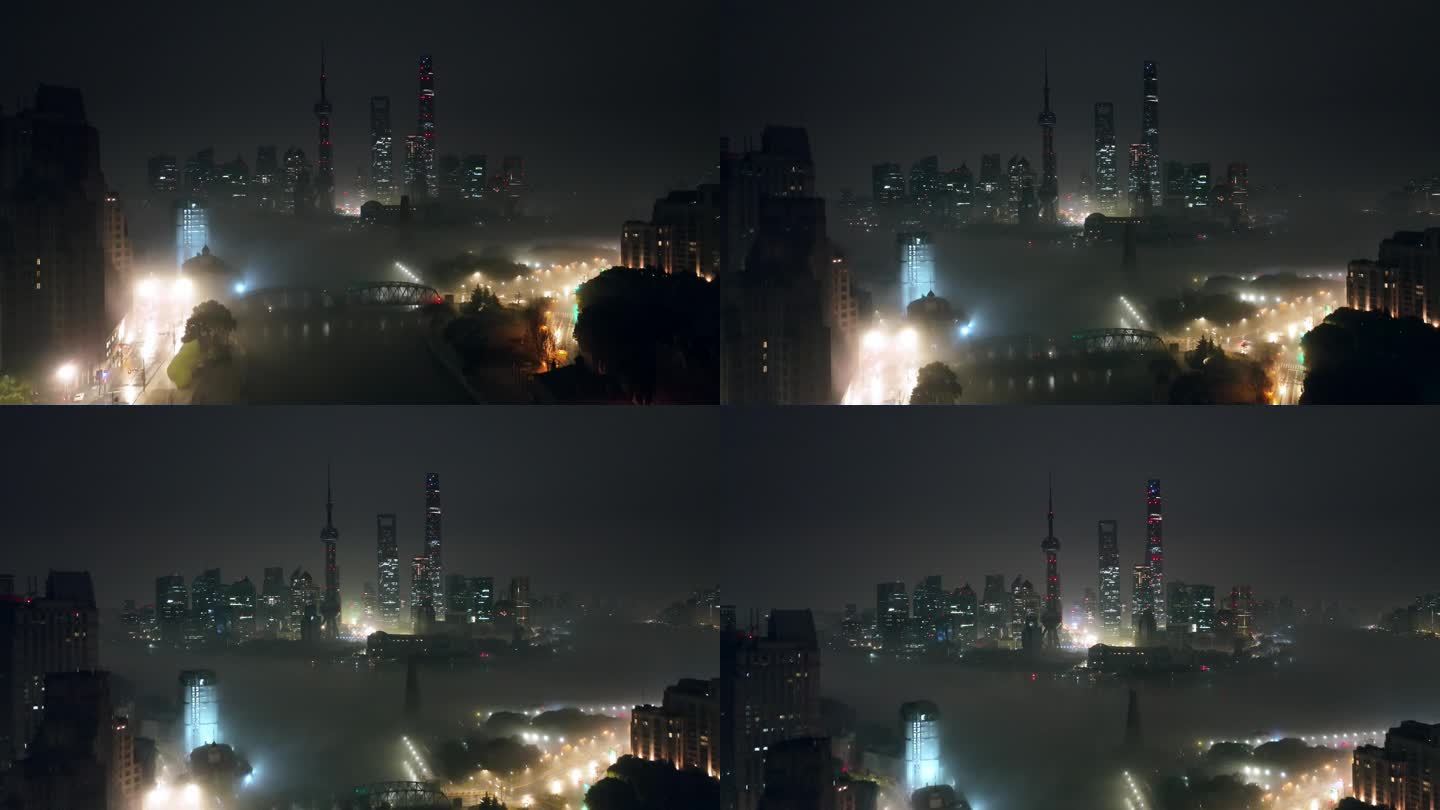 上海黄浦江外滩陆家嘴矮脚雾江面雾仙境