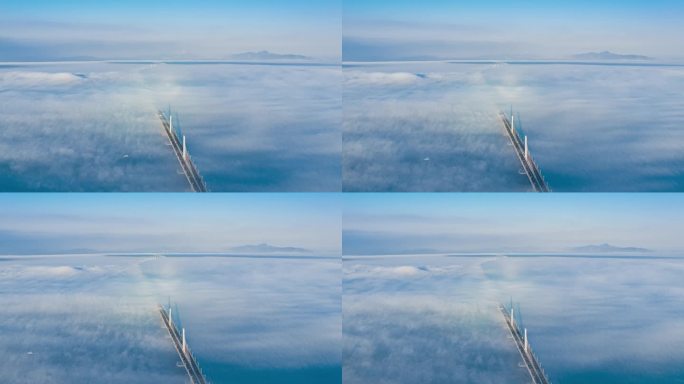 【4K】港珠澳大桥平流雾航拍延时