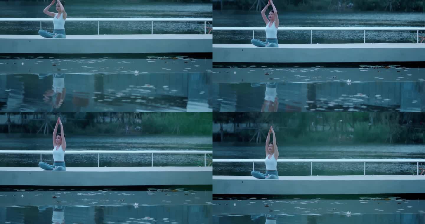 【4K】美女湖边做瑜伽室外练瑜伽