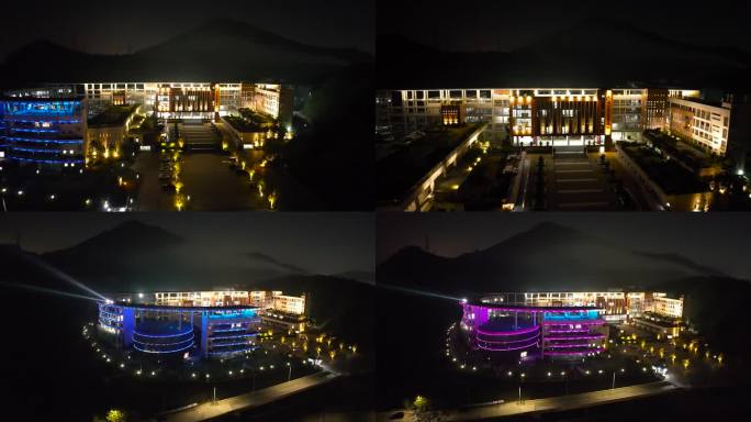 【正版4K素材】深圳盐田高级中学夜景航拍