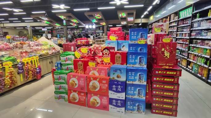 新年超市购买米面粮油年货素材