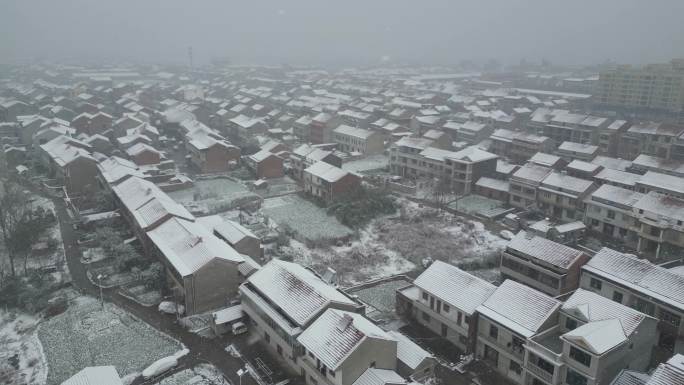 乡村雪景航拍风光