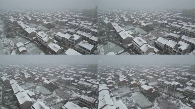 乡村雪景航拍风光