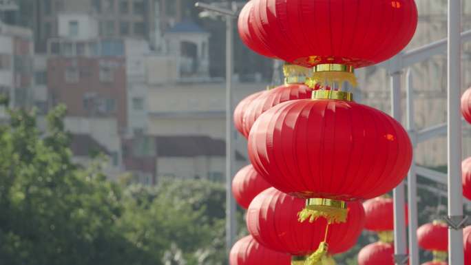 4K过年春节灯笼装饰白天夜景实拍合集