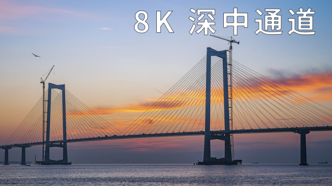 深中通道海上日出8K延时中国桥梁路桥工程