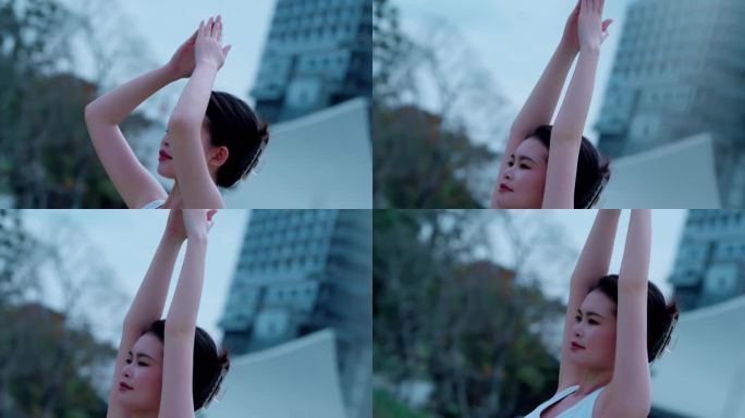 【4K】美女练瑜伽都市女性健康生活