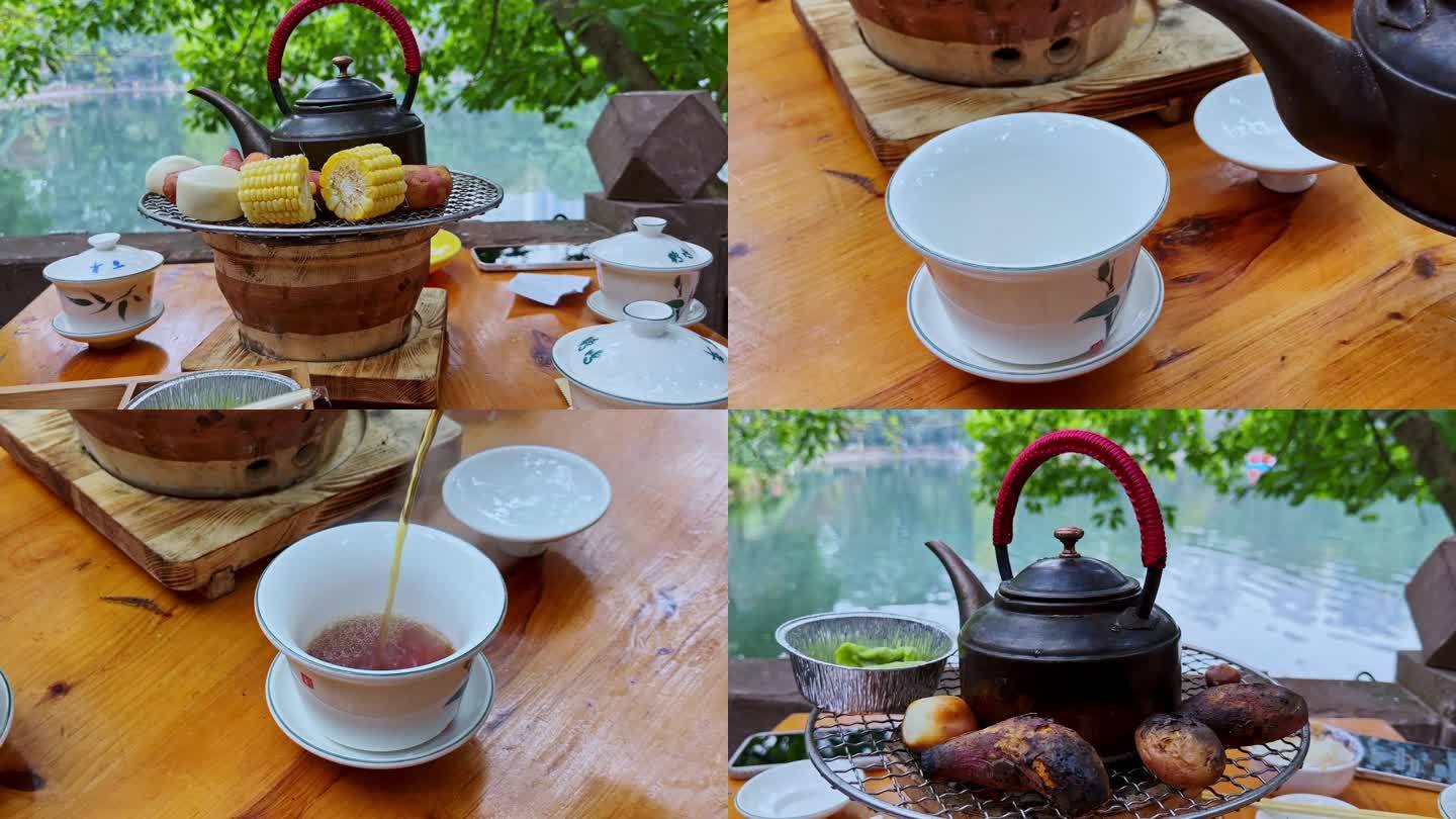 成都鹤鸣人民公园围炉煮茶 红茶 盖碗茶