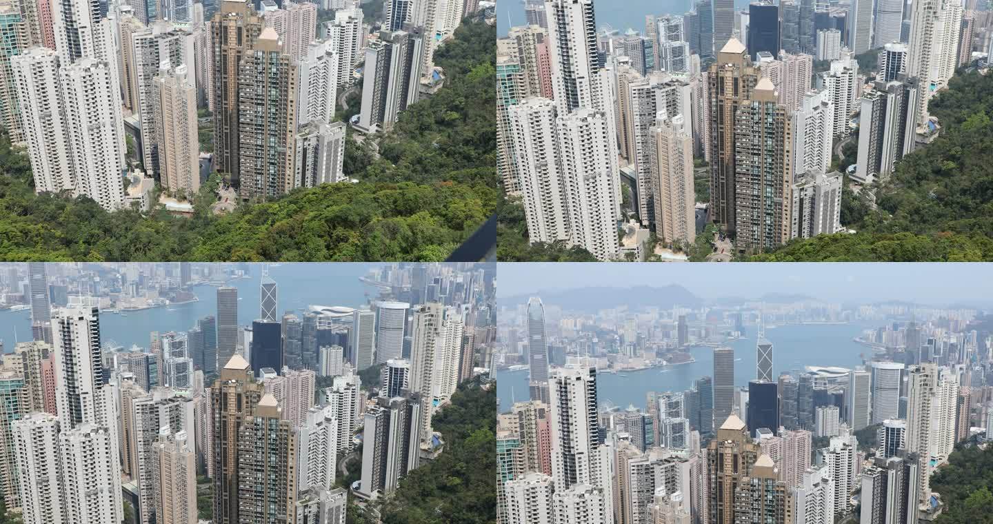 香港城市风光维多利亚湾太平山天际线