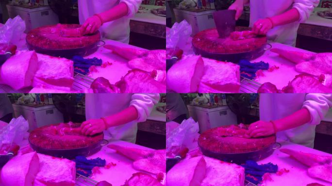 菜市场卖猪肉4K电影感效果