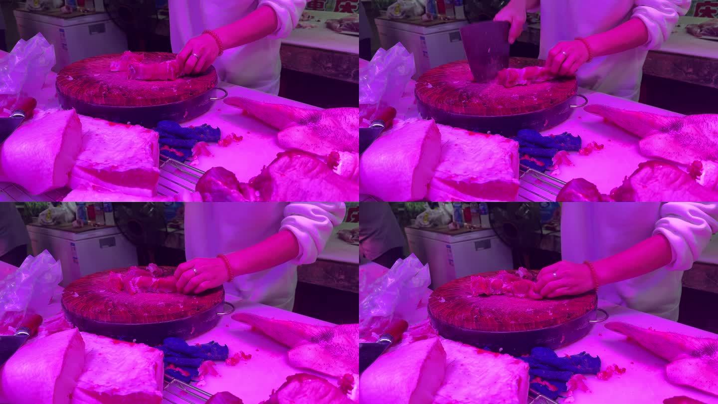 菜市场卖猪肉4K电影感效果