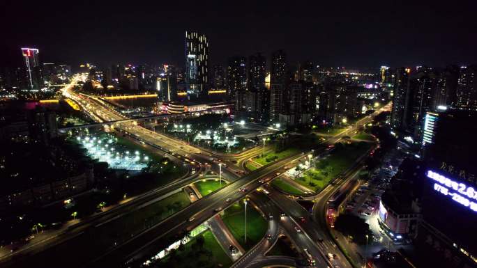 大湾区珠海环宇城夜景城市风光航拍4k