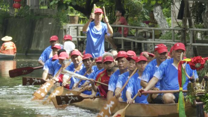 航拍民俗文化活动 划龙舟